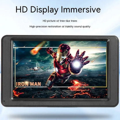 Black portable 7-inch vehicle MP5 player with LCD screen and mounting bracket.