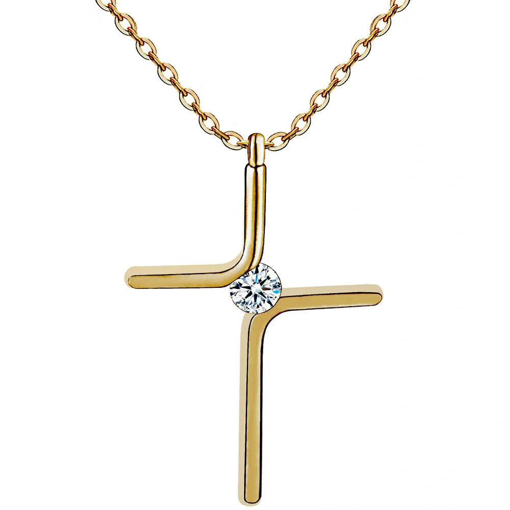 Elegant Titanium Steel Cross Pendant Necklace for Women - A timeless accessory for any outfit.