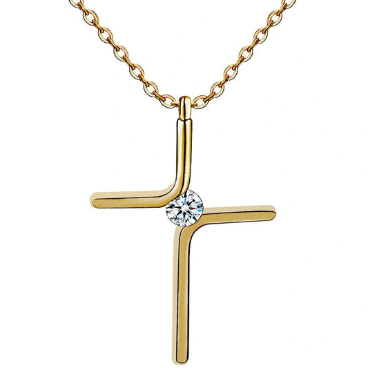 Elegant Titanium Steel Cross Pendant Necklace for Women - A timeless accessory for any outfit.