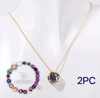 Natural stone beaded necklace and bracelet set with adjustable cord in twelve style variations