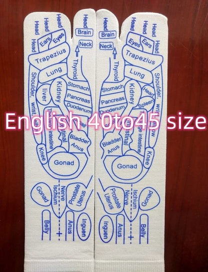 Acupressure foot massager socks with reflexology charts for targeted relief