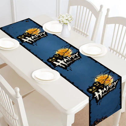 Halloween table runner, single-sided linen and polyester table bunting, 30x182cm, seven styles
