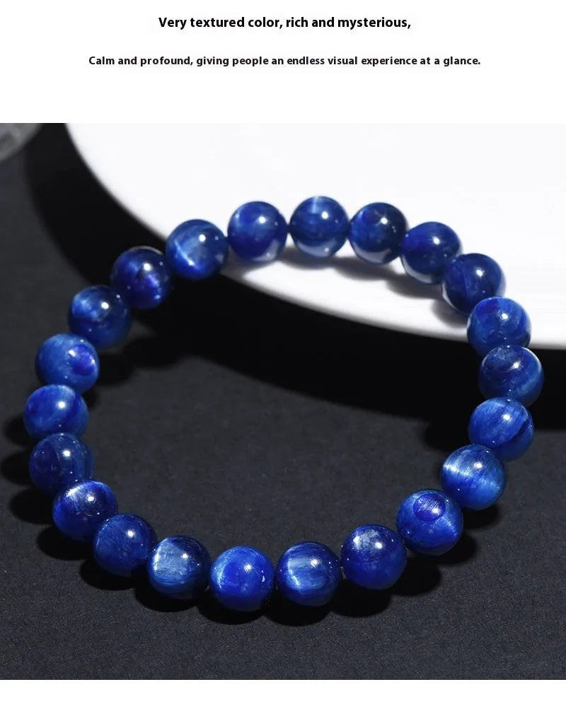 Blue crystal geometric bracelet with Ruyi elements, grade 7A material, polished finish
