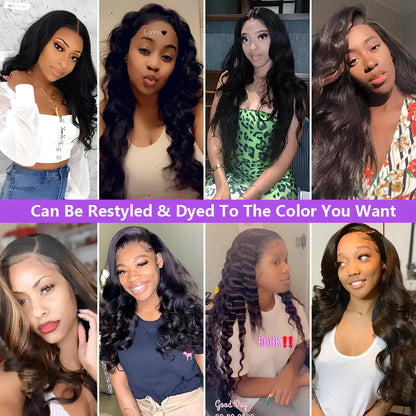 Brazilian human hair lace front wig with body wave texture showing natural hairline and 13x4 inch parting space