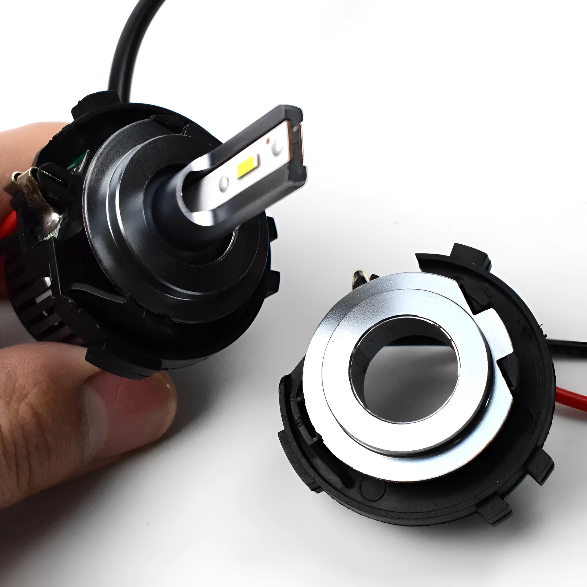 Black H7 LED headlight adapter holder for Volkswagen Golf Jetta conversion