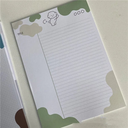 Korean B5 sticky note paper pad with puppy design measuring 182x257mm