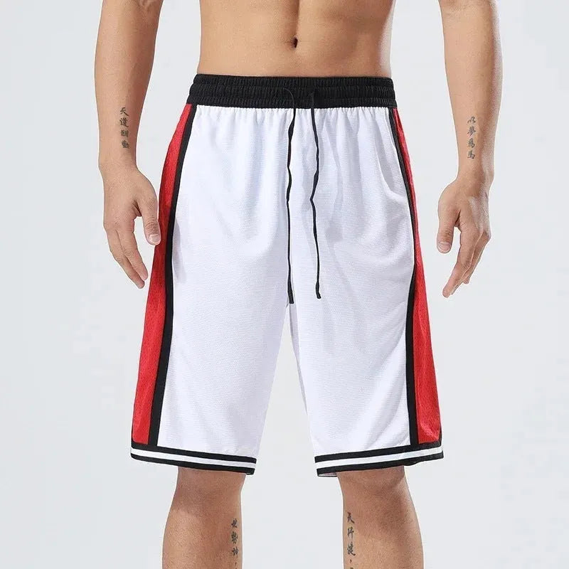 Men's straight-leg polyester training shorts for summer sports in solid colour