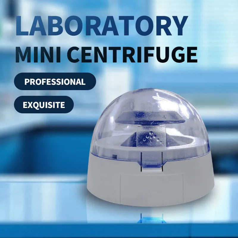 Mini laboratory centrifuge with compact 157x170x120mm dimensions and 7000 RPM speed for sample separation