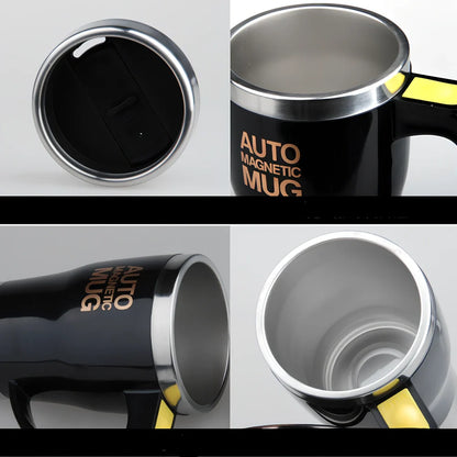 White electric magnetic stirring blender cup showing double-layer construction and leak-proof lid