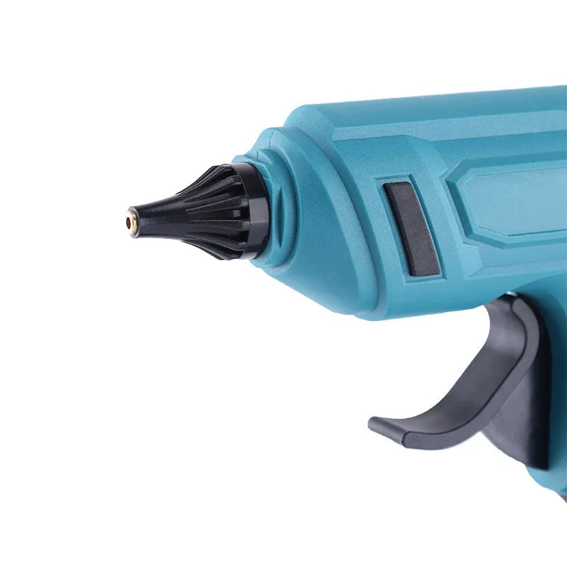 Hot Melt Glue Gun Industrial Cordless with Rechargeable Lithium Battery, 21V Power, Bare Metal Construction for Professional Use, Compatible with 11mm Glue Sticks, Kit Includes Gun, 2 Batteries, Charger and 50 Sticks