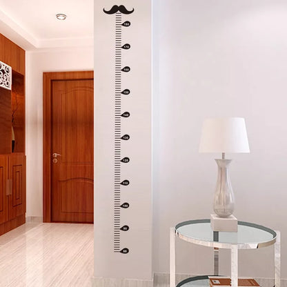 Black children's beard height measurement wall sticker, 57x12cm, modern design