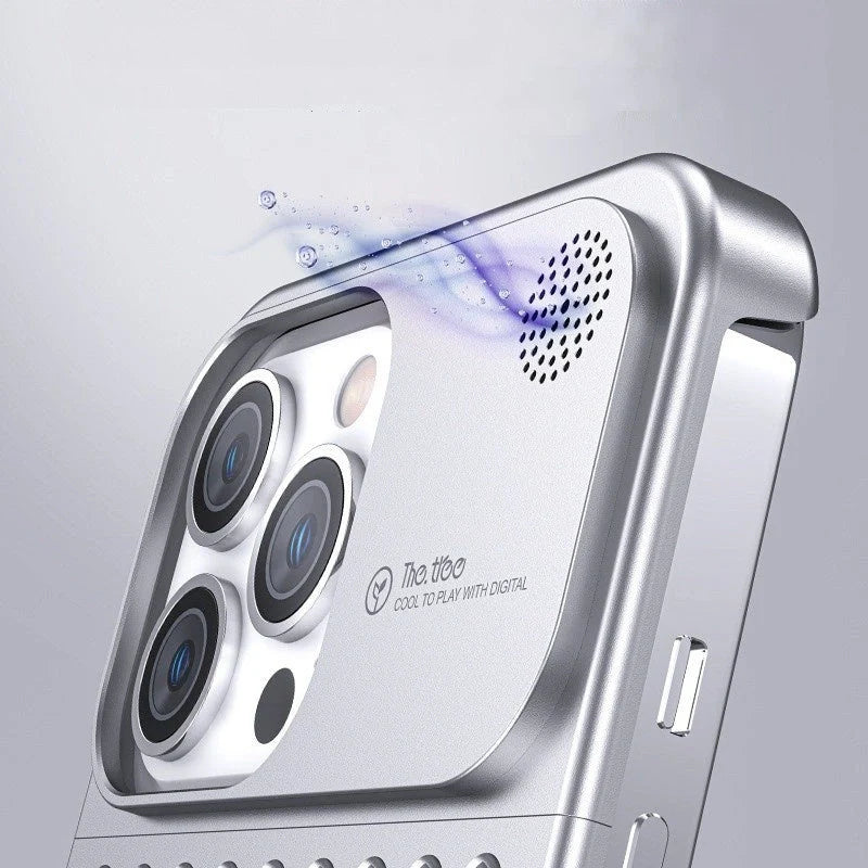 Aluminum alloy iPhone case with hollow design for heat dissipation and built-in aromatherapy tablet