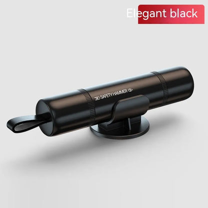 Aluminium alloy car safety hammer with cutting blade in black, red, and silver colour options