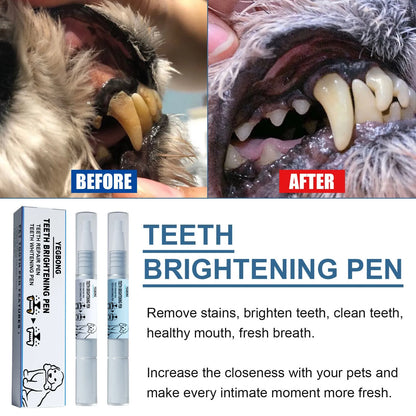 Pet teeth whitening pen with dental brushes for dog and cat tartar removal