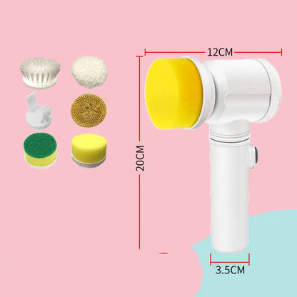 Electric cleaning brush with replaceable brush heads for kitchen surfaces and appliances
