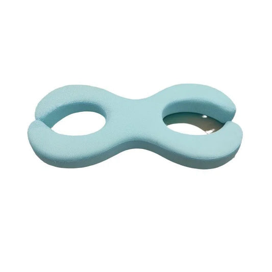 Blue cylindrical memory foam cervical pillow showing 6cm and 9cm thickness options for neck support