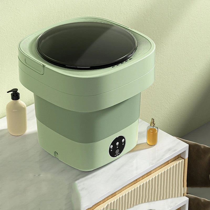 Compact, foldable portable washing machine with three timer settings and energy-efficient design