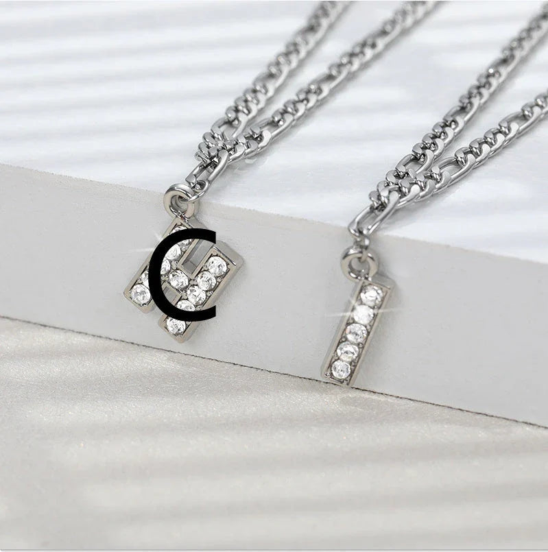 Personalized Stainless Steel Letter Anklet with Sparkling Zircon Accents