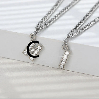 Personalized Stainless Steel Letter Anklet with Sparkling Zircon Accents