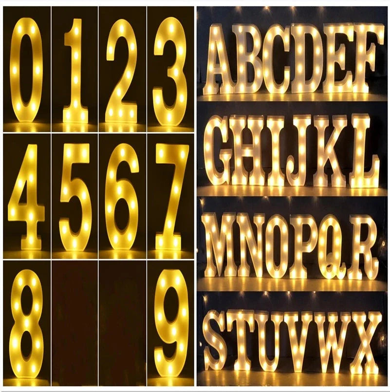 Luminous LED Letter Number Night Light with remote control for weddings and parties