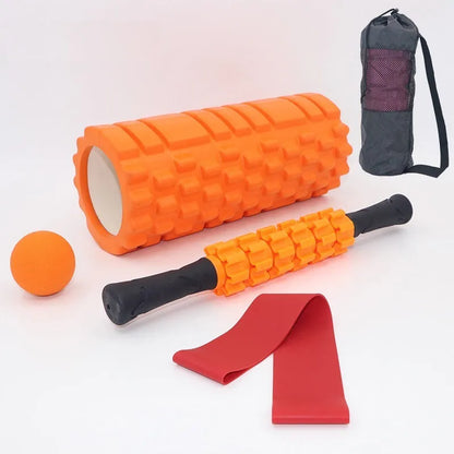 33cm black foam roller with six gear massage bars for muscle relief