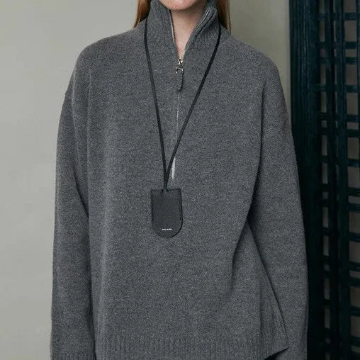 Loose lapels wool bandage dress in black or mountain rain grey with long sleeves for autumn and winter wear