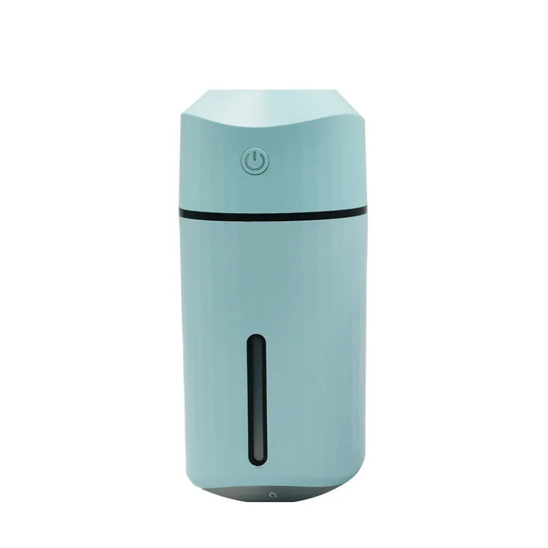 Mini car humidifier 320mL USB columnar 72x72x165mm in blue pink white with night light