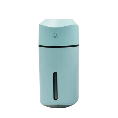 Mini car humidifier 320mL USB columnar 72x72x165mm in blue pink white with night light