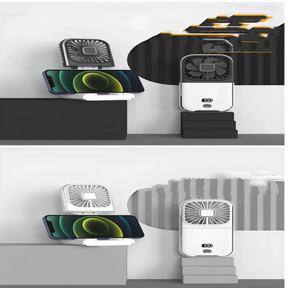 F30Pro folding portable handheld fan in white with digital display, 169x81x20mm size, USB charging, plastic blades for cooling