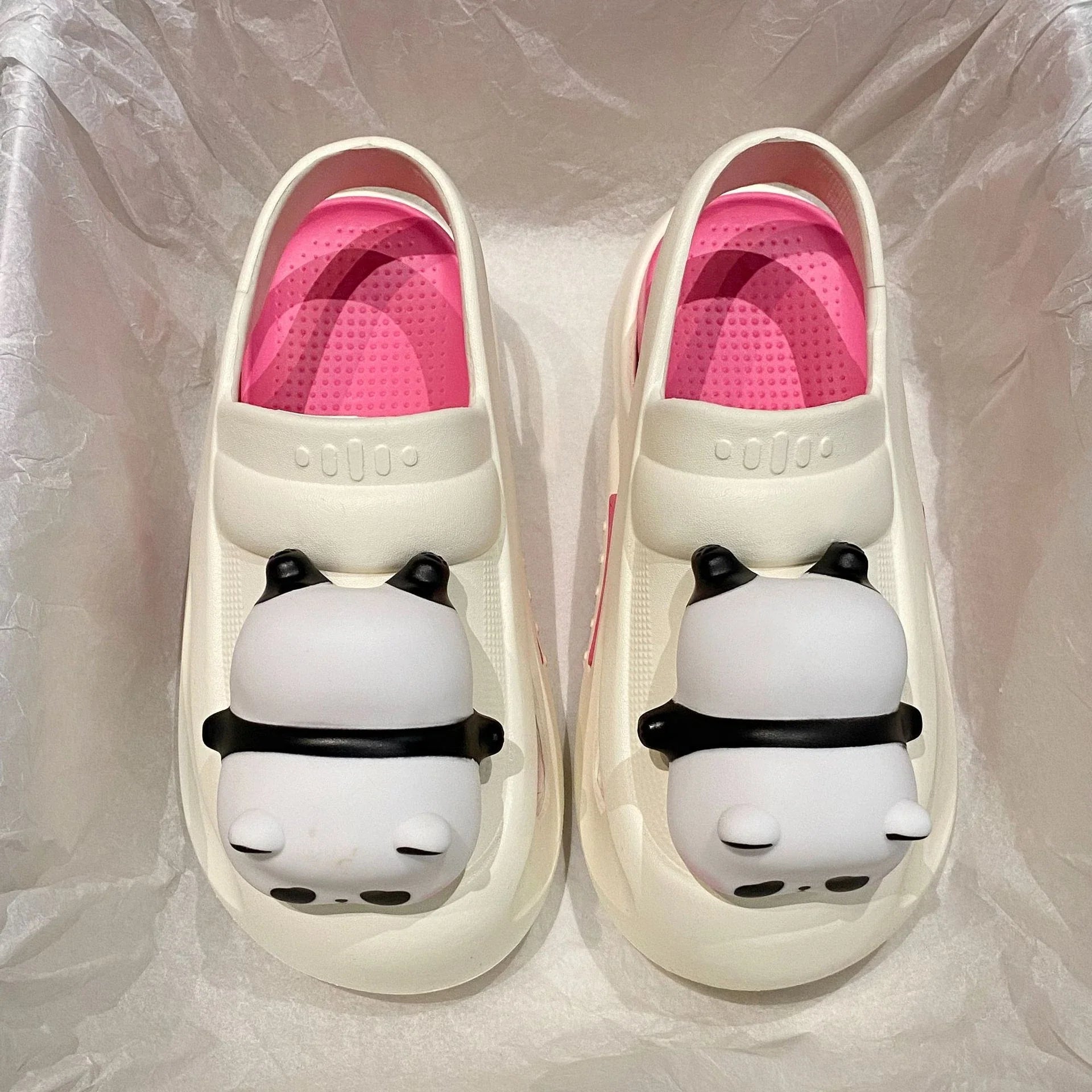 Cozy Panda Night Light Slippers with a charming panda design, built-in night light, and comfortable EVA construction