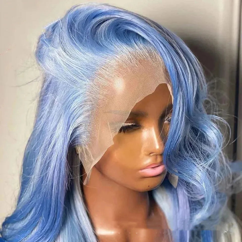Body wave human hair lace front wig with 13x4 lace part and medium long hair