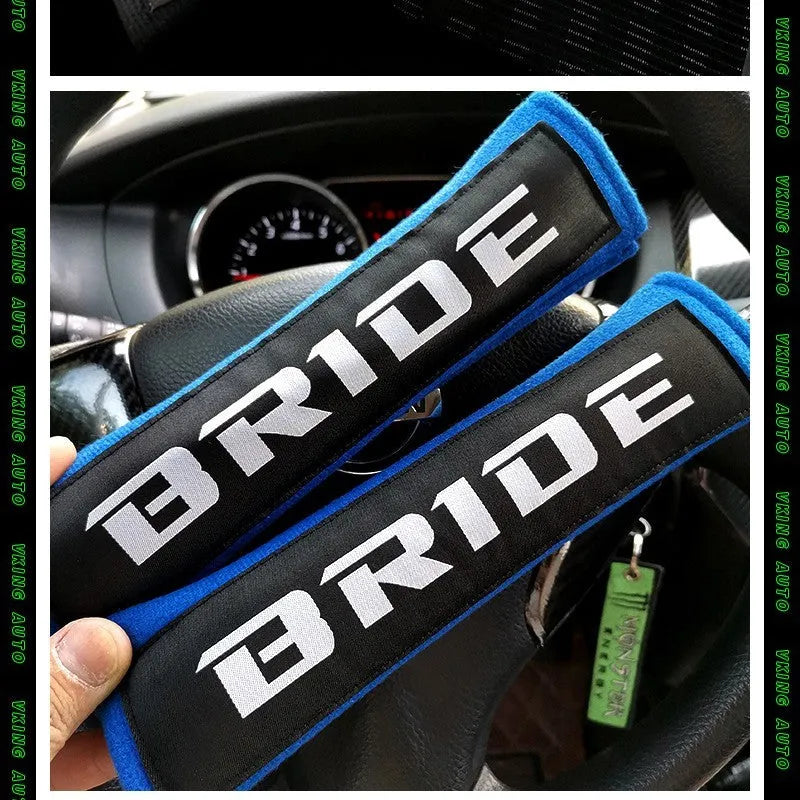 Cotton car seat belt shoulder pad set in black blue red colours with 22.5cm length