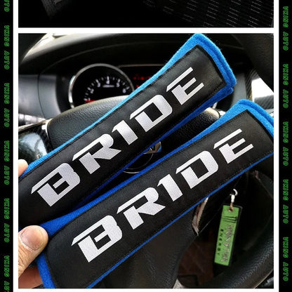 Cotton car seat belt shoulder pad set in black blue red colours with 22.5cm length
