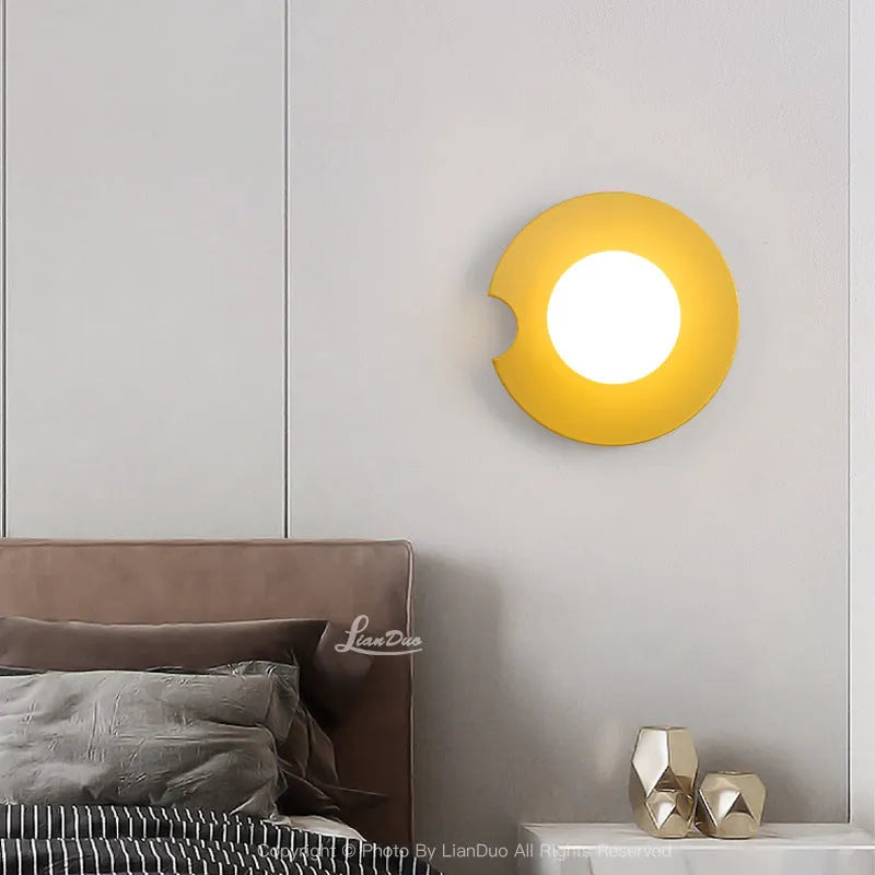 Glass wall lamp in black or gold for bedroom bedside and background wall, 220V, 7W light options
