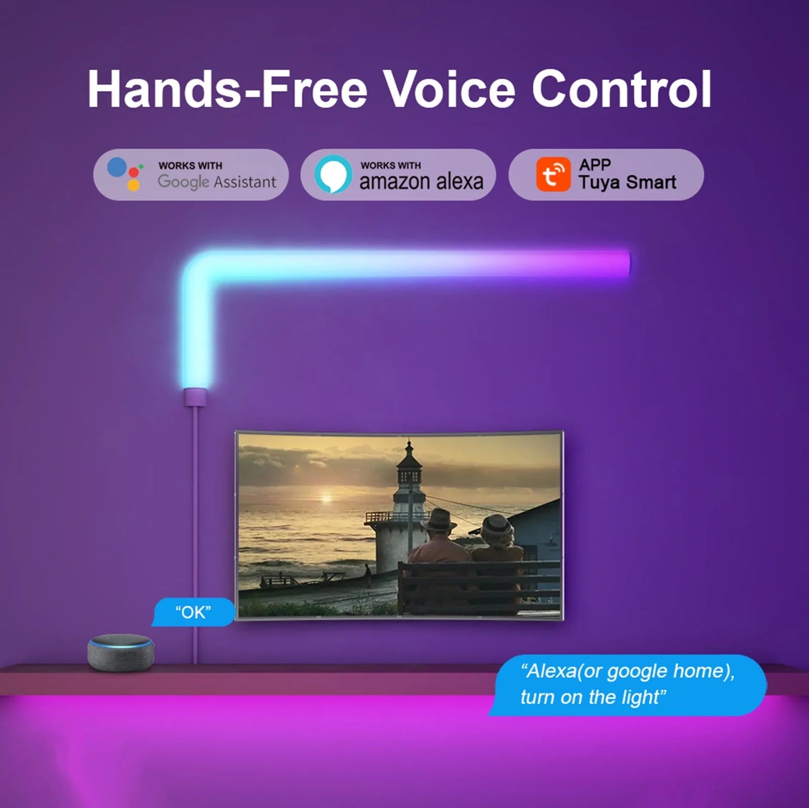 RGB splicing remote control light strip with 30 LED beads per metre for TV background illumination