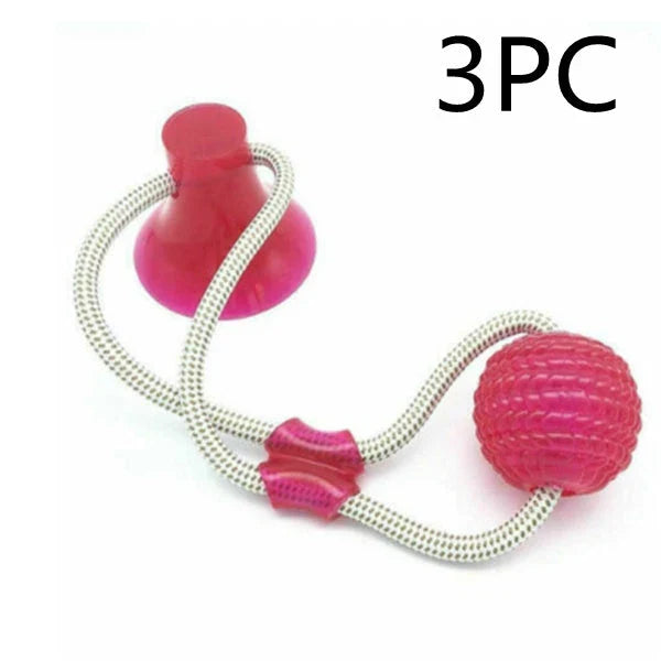 Multi-function dog chew toy with colorful rubber and cotton fiber rope for dental care and playtime