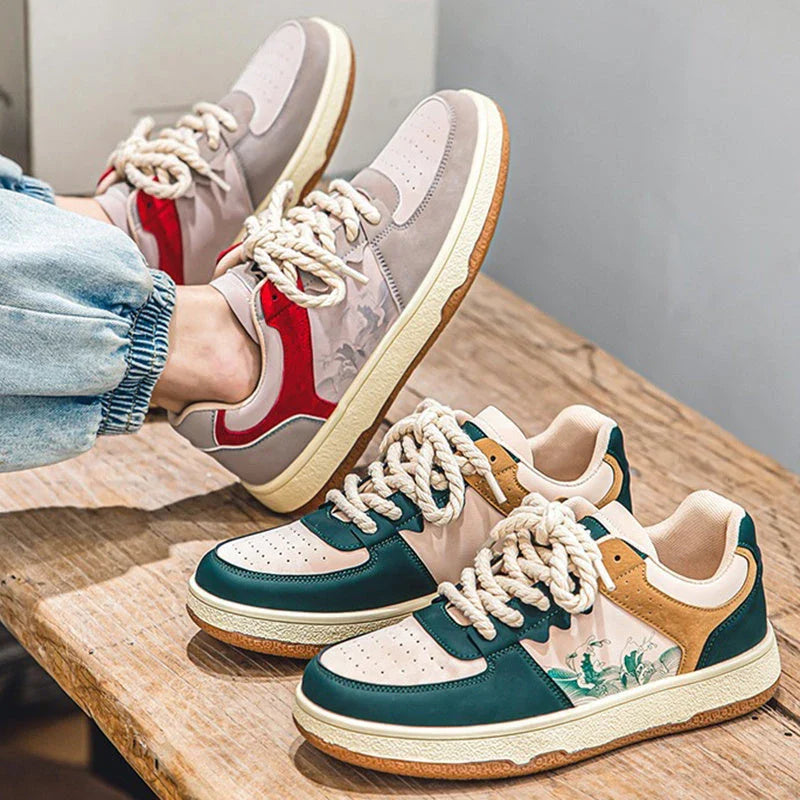 Comfortable lace-up casual shoes for stylish men, featuring a soft, thick sole, breathable design, and trendy color options
