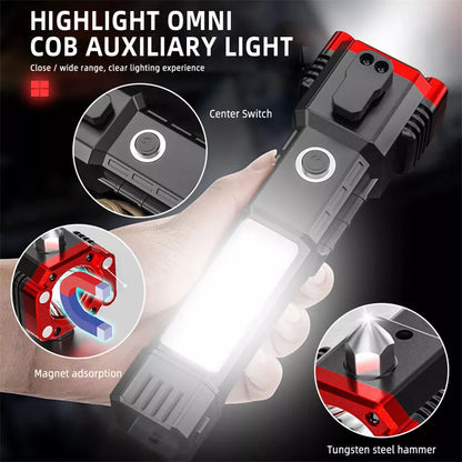 Multifunctional car safety hammer with LED flashlight and USB charging port
