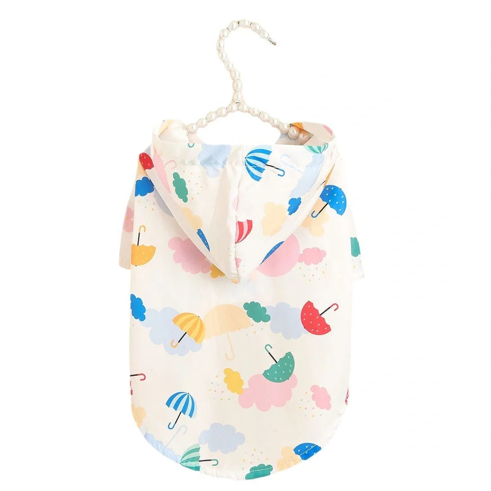 Cartoon umbrella pattern waterproof raincoat for dogs and cats in bright colours