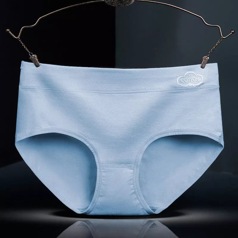 Ladies mid-rise cotton graphene antibacterial panties with tummy control in a 4-color set