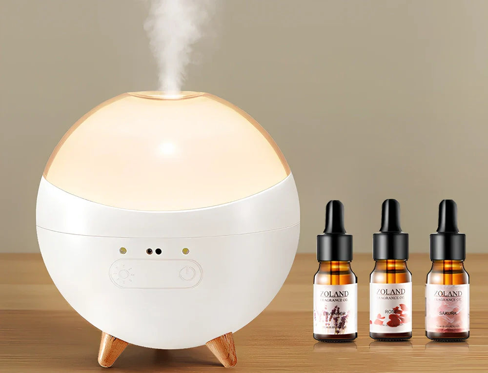 USB car essential oil diffuser with gesture control and adjustable lighting in cup holder