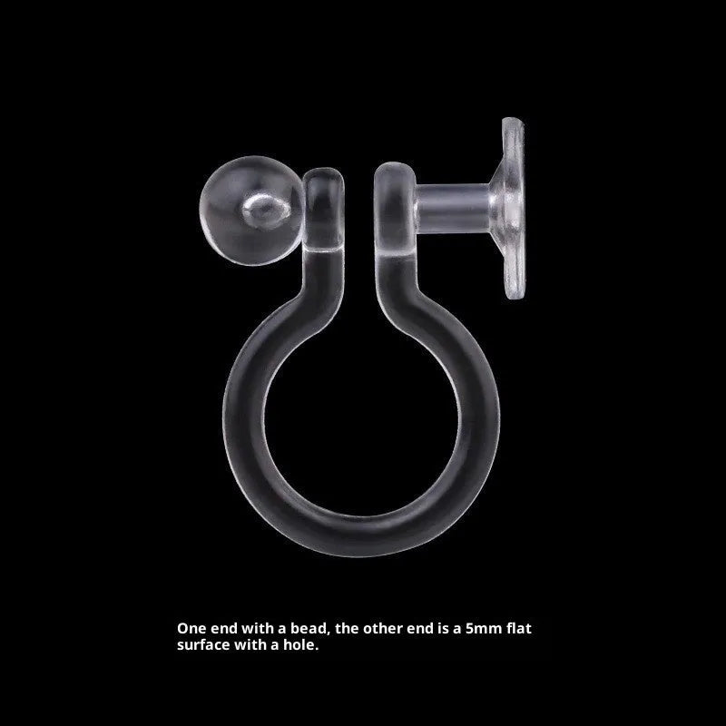 Transparent U-shaped plastic resin ear clip converter for stud earrings, unisex, single piece