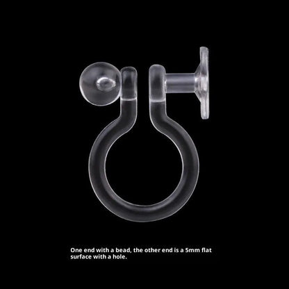Transparent U-shaped plastic resin ear clip converter for stud earrings, unisex, single piece