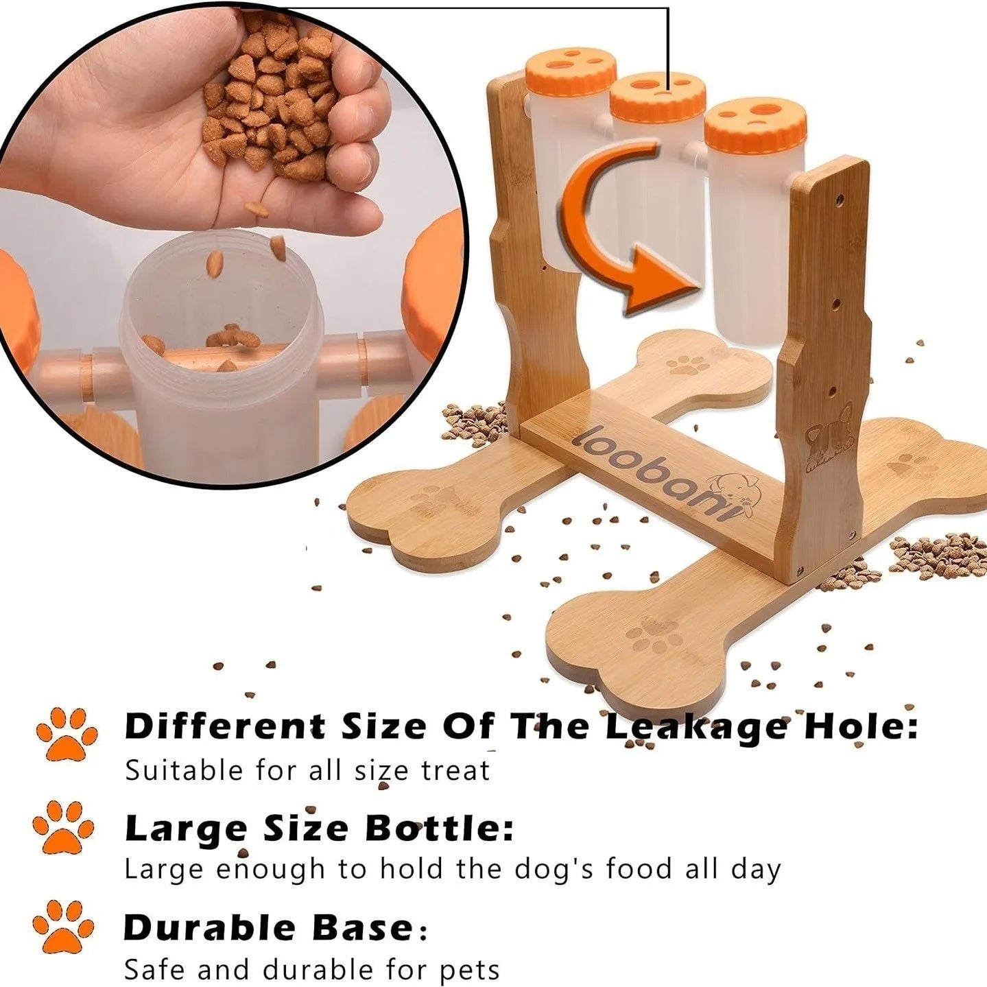 Wooden dog puzzle toy interactive feeder measuring 31x30x20cm for mental stimulation
