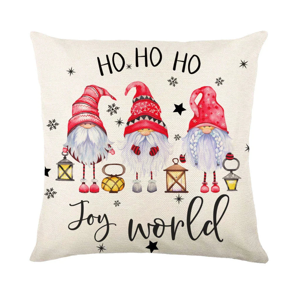 Festive throw pillow covers with various snowflake designs for Christmas home decor