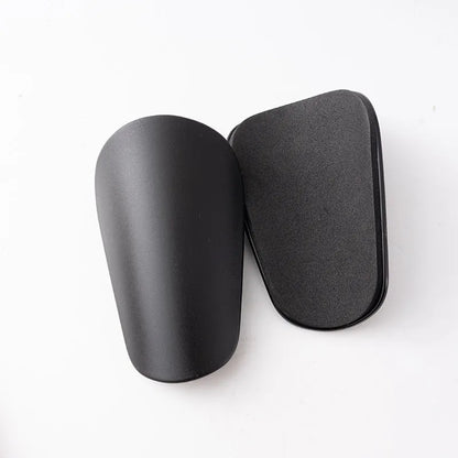 PU mini shin guards for football and running sports in black and blue colours