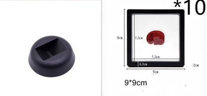 Black 11x11cm suspended 3D floating display frame holder with square base for coins and gems