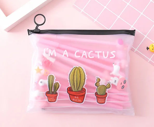 Marvel 20-pack of 0.5mm black pens with cartoon cactus designs in a 21x17cm plastic case