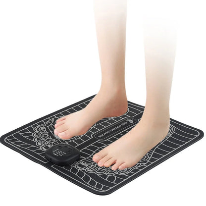 Black remote control EMS foot massage machine with wireless operation and USB charging port