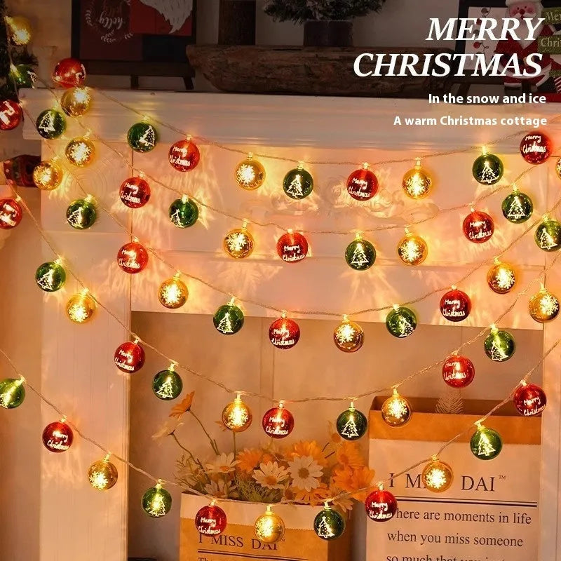 XINGX heart-shaped electroplated ball Christmas pendant lights in gold gift bag, star, ball, macaron and spiral designs
